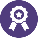 Purple prize ribbon icon