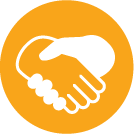 Yellow handshake icon